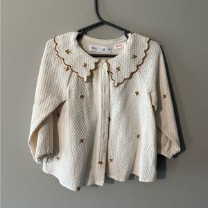Zara Cream Kids Blouse with Gold Embroidery
